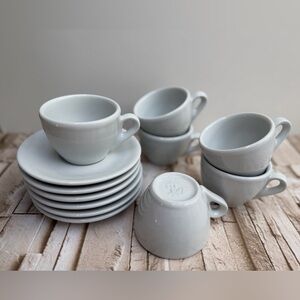 Classic White Ceramic Espresso Cup and Saucer Set - 6 Cups